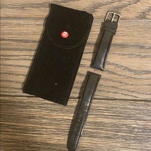 18mm Michele Deco Black Leather Alligator strap